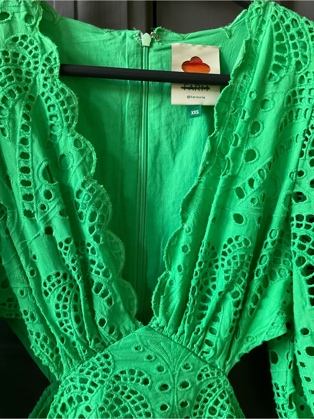FARM Rio Vibrant Richeliu Eyelet Maxi Dress with Puff Sleeves - Picture 6 of 13